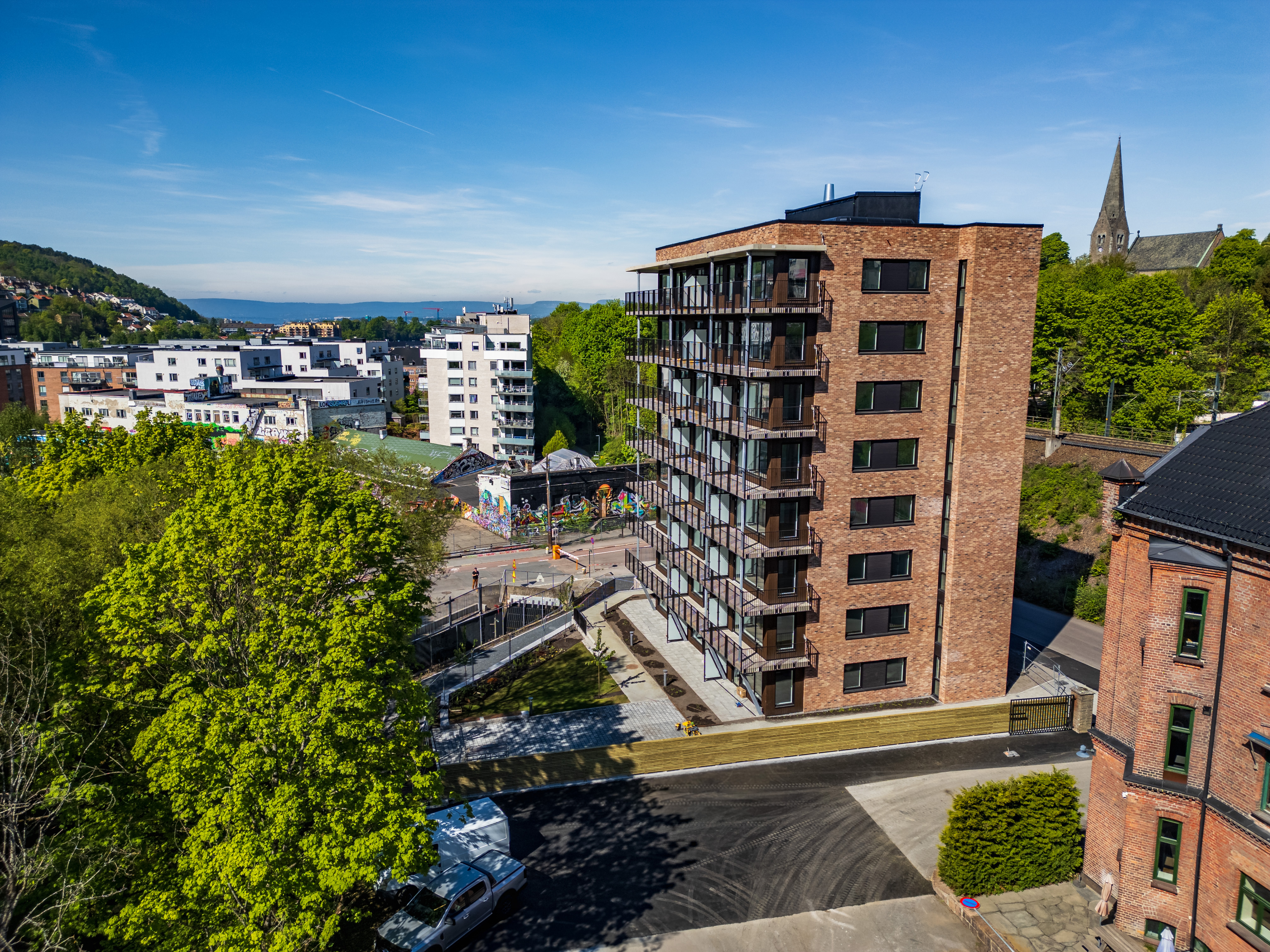 Illustrasjonsbilde av fasaden til utleieprosjektet i Arnljot Gellines vei 1