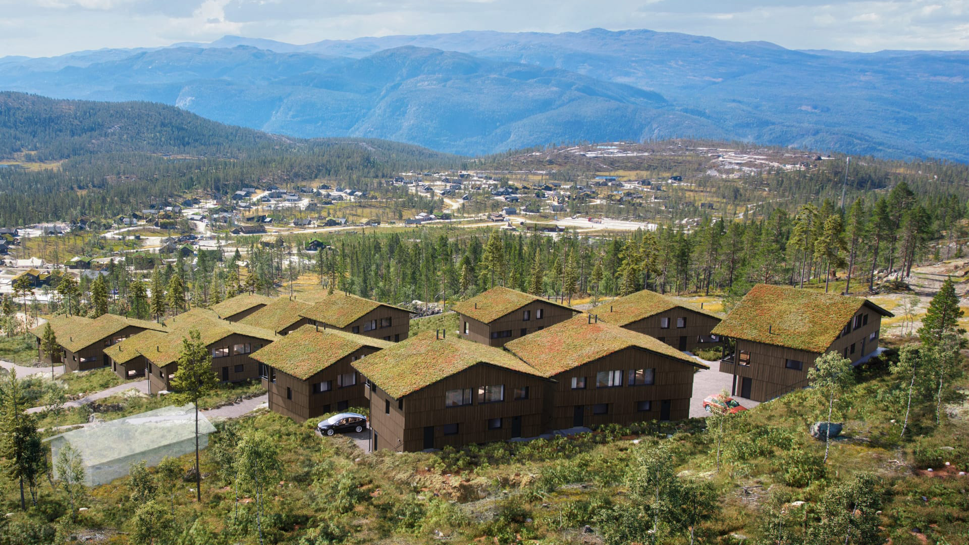 Utsikt fra hyttetomtene på Turufjell i Flå