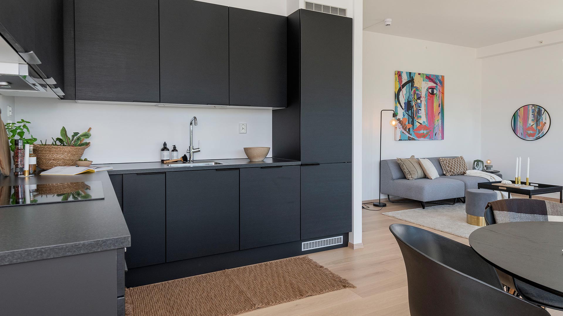 Kjøkken og stue i leilighet på Wessel Park i Vestby