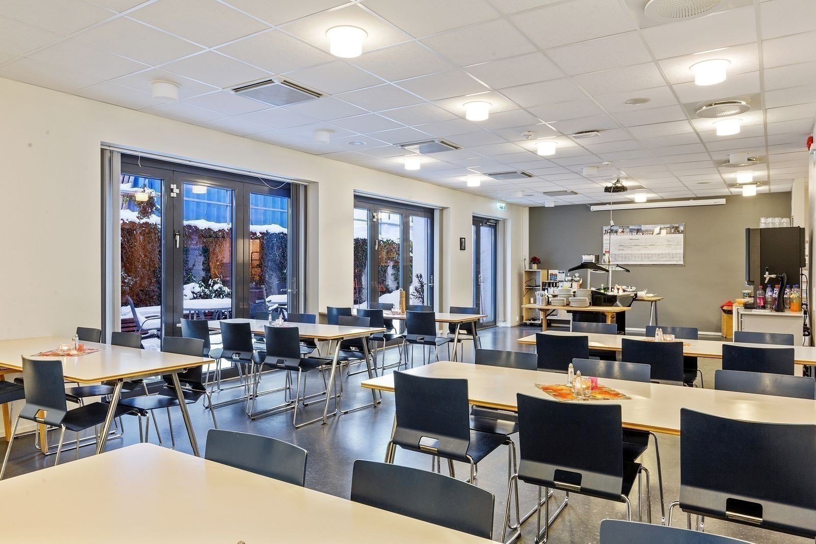 Det er kantine i bygget