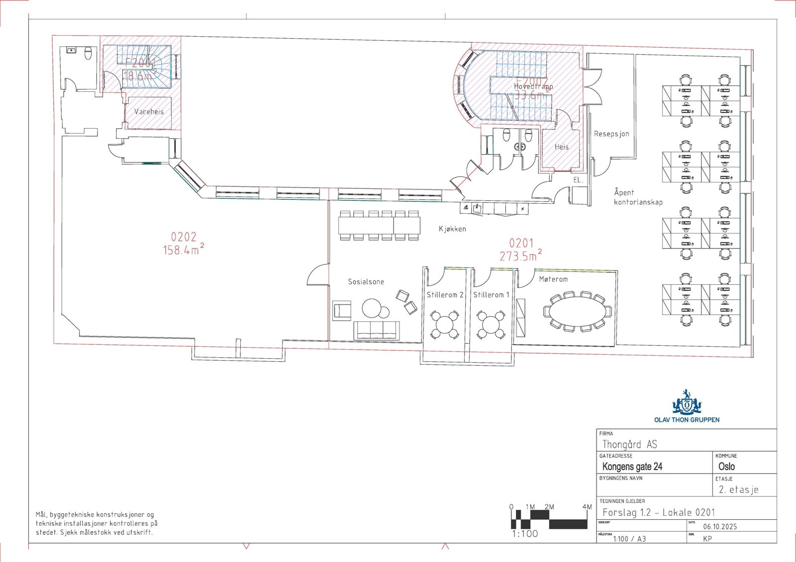 Forslag til planløsning for kontor