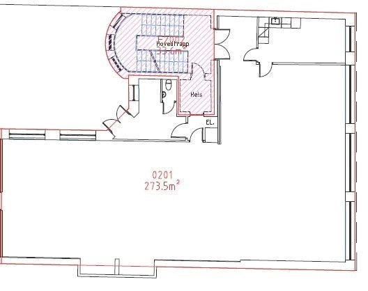Nåværende planløsning areal 201.