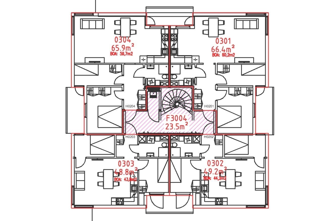 Plantegning 3. etg.
301 ledig.